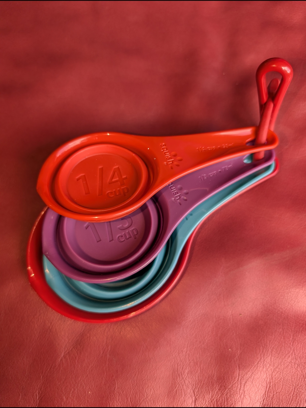 Colorful Nested Collapsible Measuring Spoons - Red, Purple, Teal